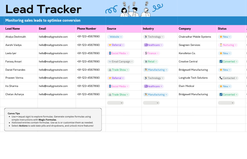 Google Sheet lead tracker dashboard